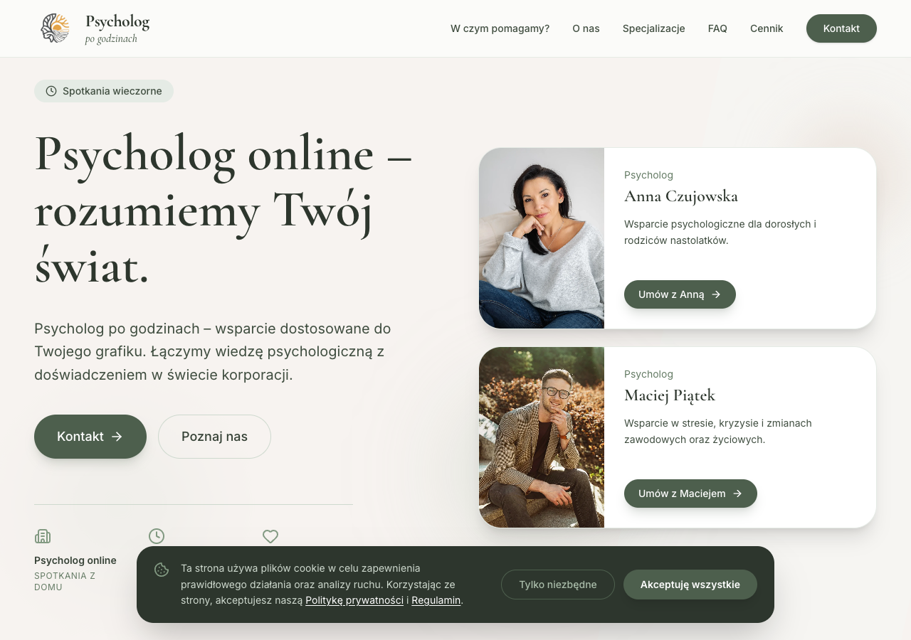 Strona główna psychologpogodzinach.pl — psycholog online po godzinach